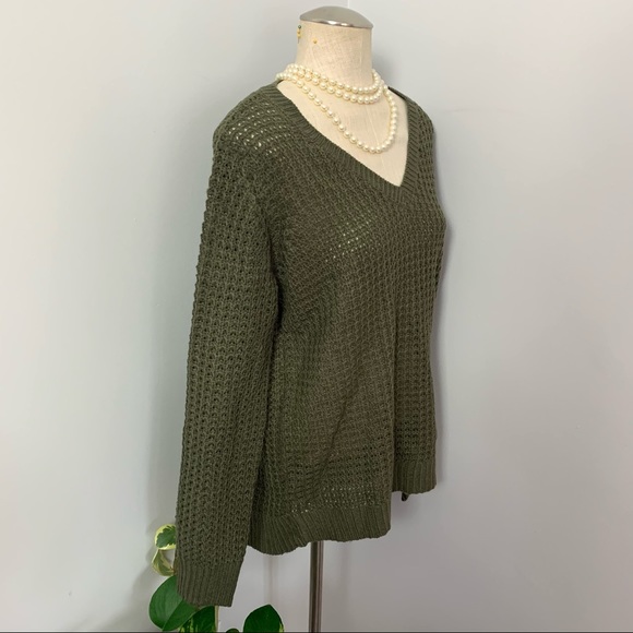 Moss Green Loose Knit Sweater (M/L) - Picture 3 of 7